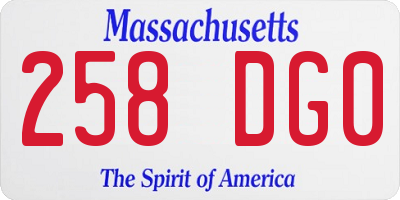 MA license plate 258DG0