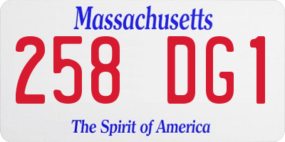 MA license plate 258DG1