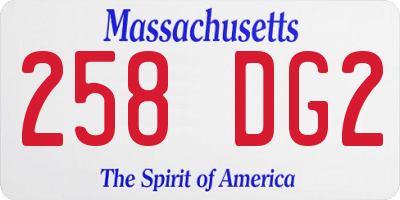 MA license plate 258DG2