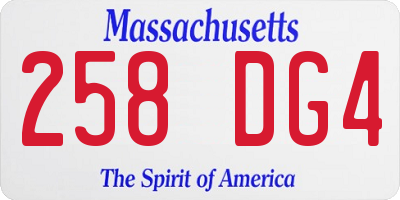 MA license plate 258DG4