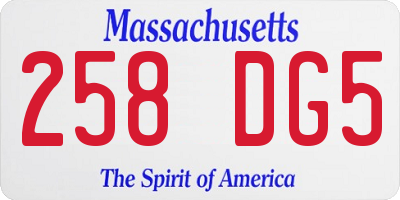 MA license plate 258DG5