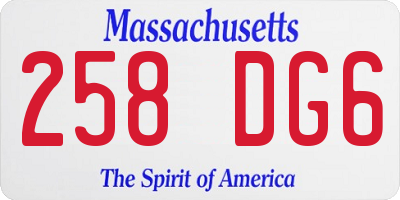 MA license plate 258DG6