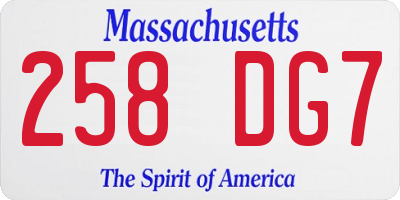 MA license plate 258DG7