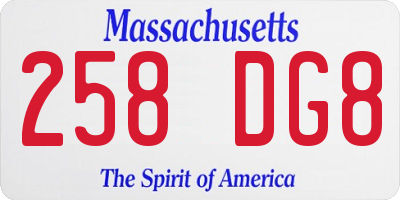 MA license plate 258DG8