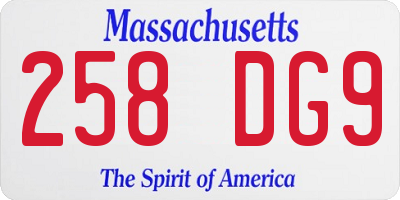 MA license plate 258DG9
