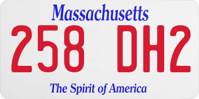 MA license plate 258DH2