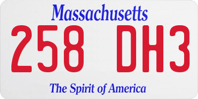 MA license plate 258DH3