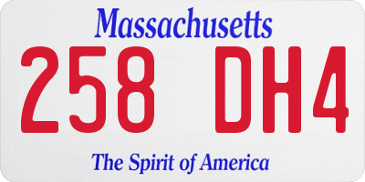 MA license plate 258DH4
