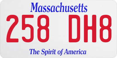 MA license plate 258DH8