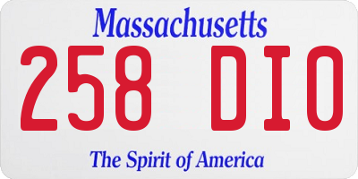 MA license plate 258DI0