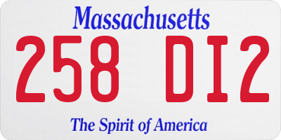 MA license plate 258DI2