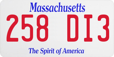 MA license plate 258DI3