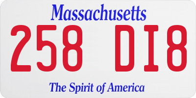 MA license plate 258DI8