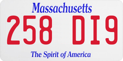 MA license plate 258DI9