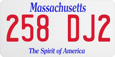 MA license plate 258DJ2
