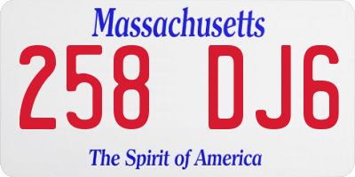 MA license plate 258DJ6