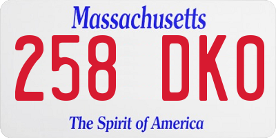 MA license plate 258DK0