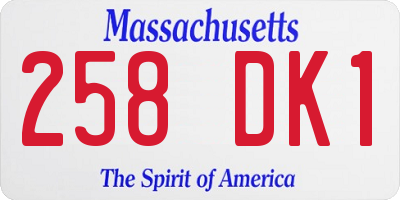 MA license plate 258DK1