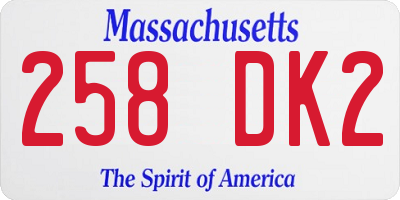 MA license plate 258DK2