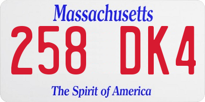 MA license plate 258DK4
