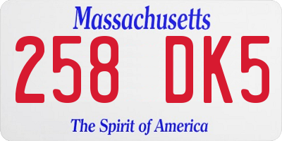 MA license plate 258DK5
