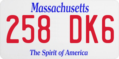 MA license plate 258DK6
