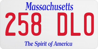 MA license plate 258DL0