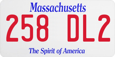 MA license plate 258DL2
