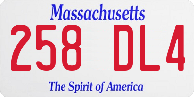 MA license plate 258DL4