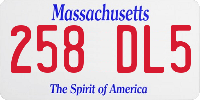 MA license plate 258DL5