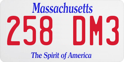 MA license plate 258DM3