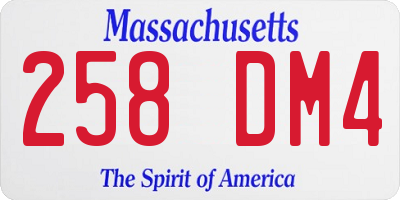 MA license plate 258DM4