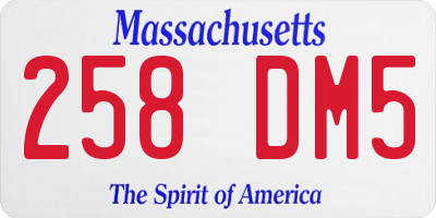 MA license plate 258DM5
