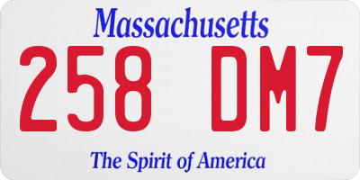 MA license plate 258DM7