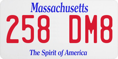 MA license plate 258DM8