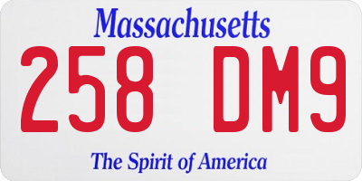 MA license plate 258DM9
