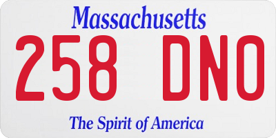 MA license plate 258DN0