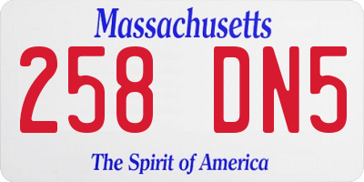 MA license plate 258DN5