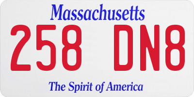 MA license plate 258DN8