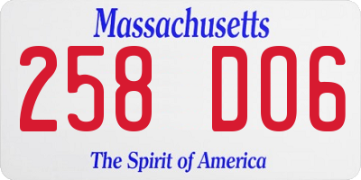 MA license plate 258DO6