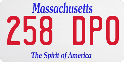 MA license plate 258DP0