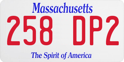 MA license plate 258DP2
