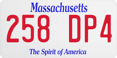 MA license plate 258DP4