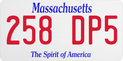 MA license plate 258DP5