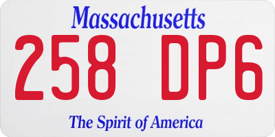MA license plate 258DP6