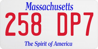 MA license plate 258DP7