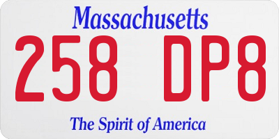 MA license plate 258DP8