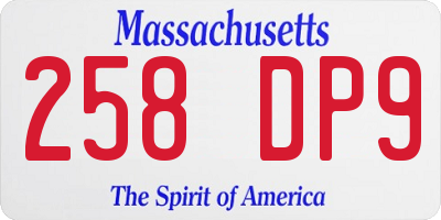 MA license plate 258DP9