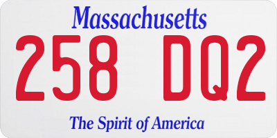 MA license plate 258DQ2