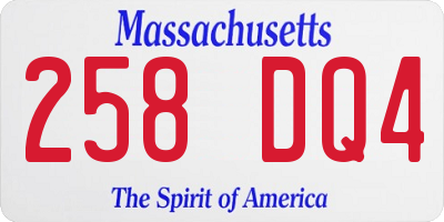 MA license plate 258DQ4